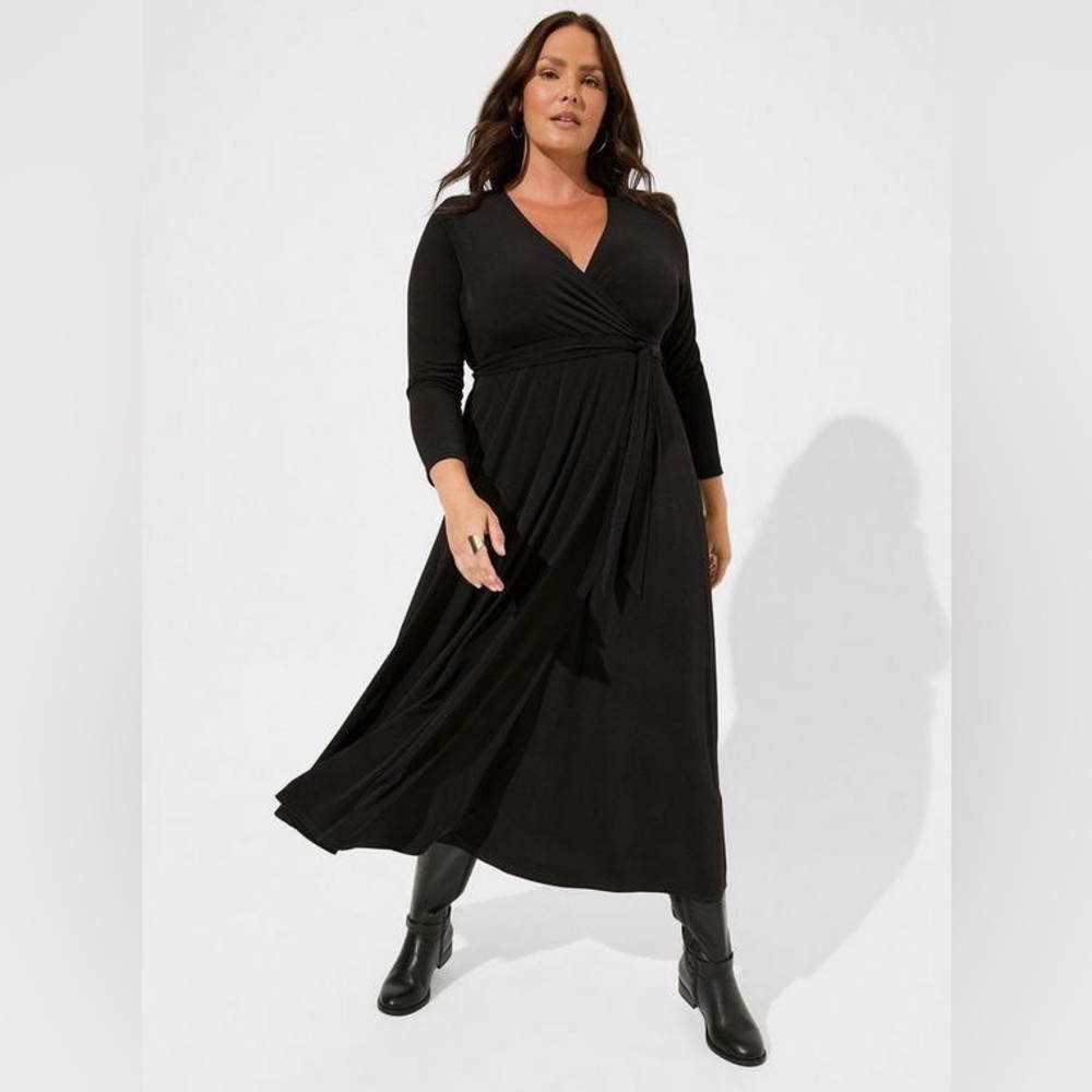 Maxi Studio Knit Surplice Wrap Dress - 2X - NWT